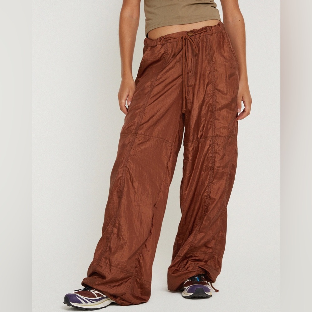 brown parachute pants
